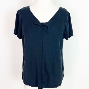 NZT NIC+ZOE BLACK SHORT SLEEVE KNOTTED TWIST V-NECKLINE T-SHIRT WOMENS SZ LARGE